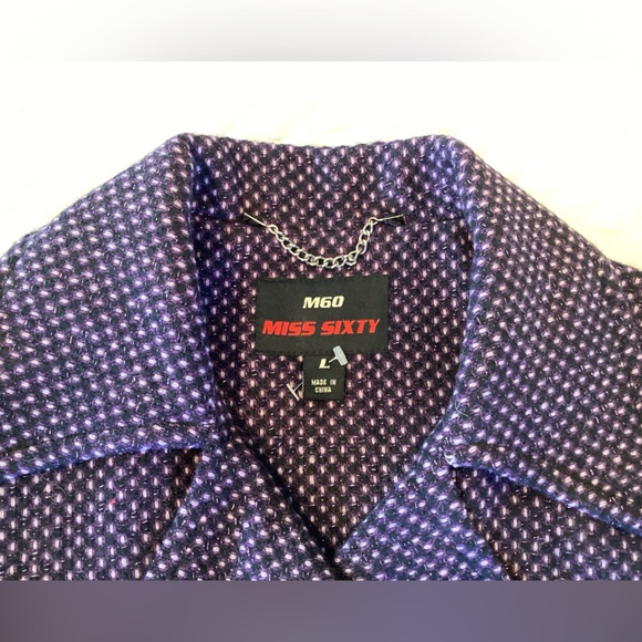 Miss Sixty Double Breasted Tweed Wool Blend Pea Coat L - Picture 6 of 16